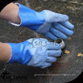 SRSAFETY Jersey revestido de nitrilo azul químico de trabajo guantes de pesca